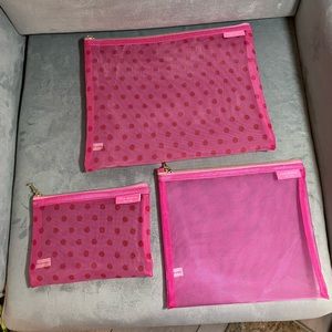 NWT Isaac Mizrahi set of three cosmetic, zippy pouches, heavy duty, nylon fabric